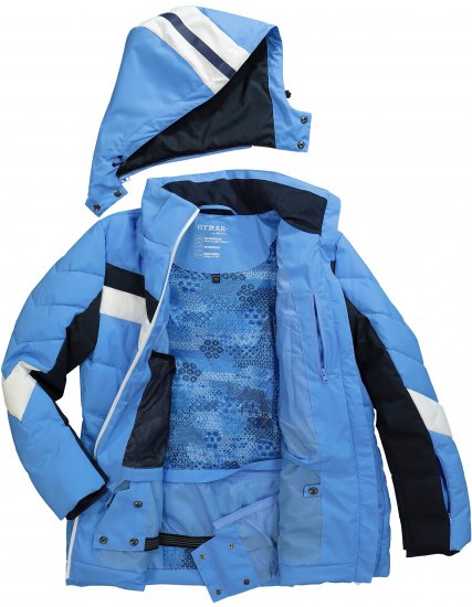 Ulla Popken HYPRAR Chevron Stripe Triple Function Quilted Fully Lined Ski Jacket Pastel Petrol - Kurtki - 