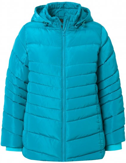 Ulla Popken Quilted Water Repellent Jacket Turquoise - Kurtki - 