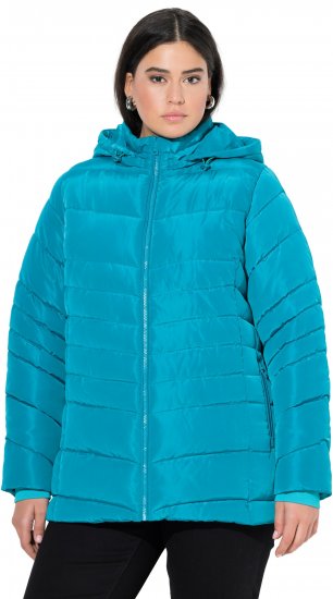 Ulla Popken Quilted Water Repellent Jacket Turquoise - Kurtki - 