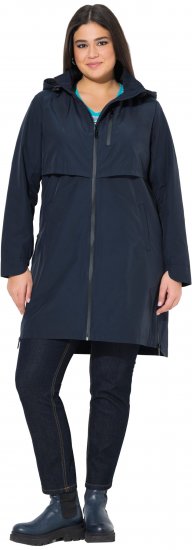 Ulla Popken Hooded with Zippered Pockets and Zippered Side Slits Jacket Navy - Kurtki - 