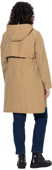 Ulla Popken Hooded with Zippered Pockets and Zippered Side Slits Jacket Mocha - Kurtki - 