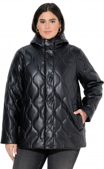 Ulla Popken Faux Leather Quilted Jacket Black - Kurtki - 