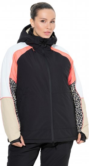 Ulla Popken HYPRAR Patchwork Sleeve Performance Jacket Black - Kurtki - 