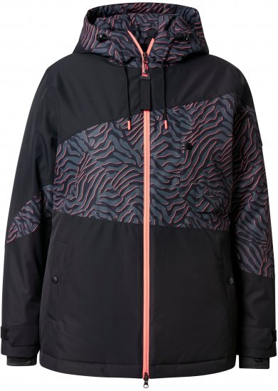 Ulla Popken Neon Ripple Performance Snow Jacket Black - Kurtki - 