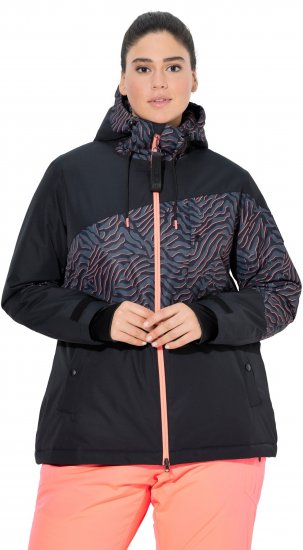 Ulla Popken Neon Ripple Performance Snow Jacket Black - Kurtki - 