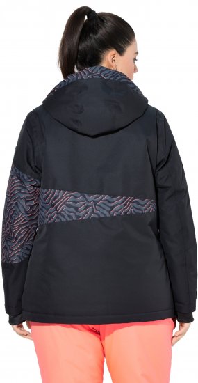 Ulla Popken Neon Ripple Performance Snow Jacket Black - Kurtki - 