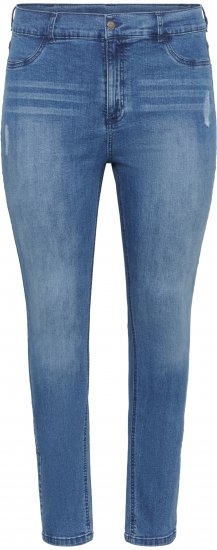 Kaffe Curve Laurina Jeansy Washed/Destroyed Blue Denim - Jeansy & Spodnie w Dużych Rozmiarach – Plus Size - 