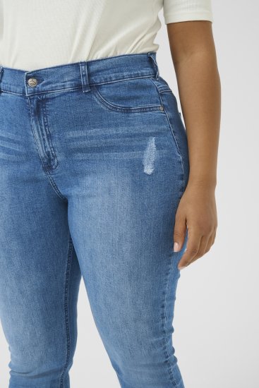 Kaffe Curve Laurina Jeansy Washed/Destroyed Blue Denim - Jeansy & Spodnie w Dużych Rozmiarach – Plus Size - 