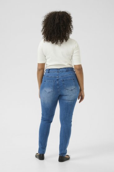 Kaffe Curve Laurina Jeansy Washed/Destroyed Blue Denim - Jeansy & Spodnie w Dużych Rozmiarach – Plus Size - 