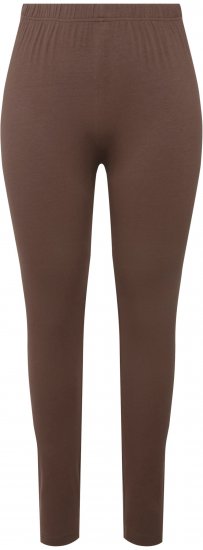 Ulla Popken Basic Stretch Knit Ankle Length Leggings Nougat Brown - Jeansy & Spodnie w Dużych Rozmiarach – Plus Size - 