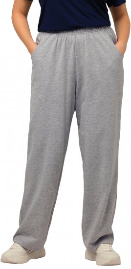 Ulla Popken Pull On Knit Straight Leg Pocket Pants Light Grey Melange - Jeansy & Spodnie w Dużych Rozmiarach – Plus Size - 