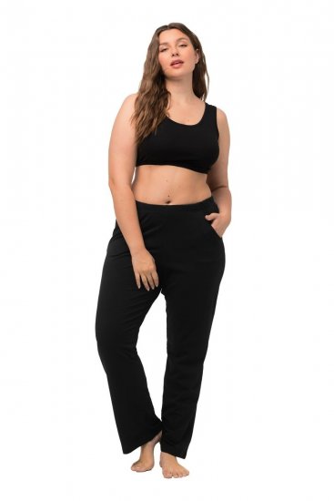 Ulla Popken Bootcut Elastic Waist Cotton French Terry Sport Pants Black - Ulla Popken - Ulla Popken Odzież Plus Size