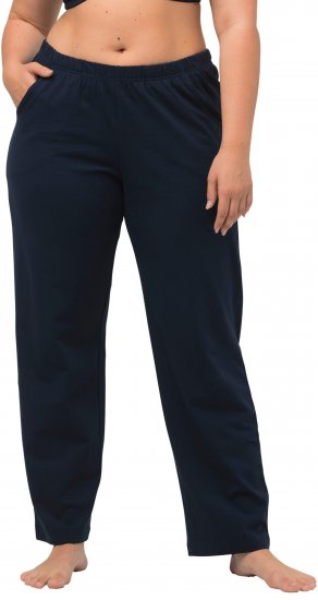Ulla Popken Bootcut Elastic Waist Cotton French Terry Sport Pants Night Blue - Jeansy & Spodnie w Dużych Rozmiarach – Plus Size - 