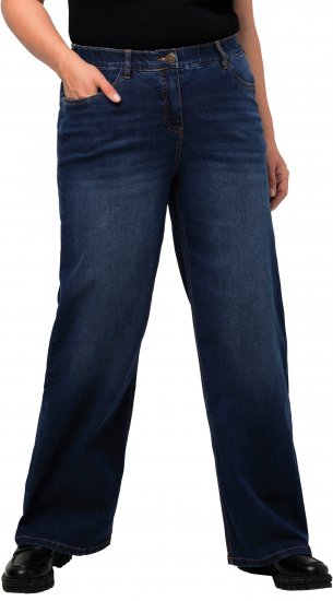 Ulla Popken Mary Fit Wide Leg Stretch Jeans Blue Denim - Jeansy & Spodnie w Dużych Rozmiarach – Plus Size - 