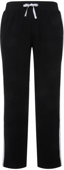 Ulla Popken Side Stripe Adjustable Drawstring Waist Joggers Black - Jeansy & Spodnie w Dużych Rozmiarach – Plus Size - 