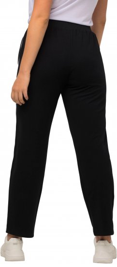 Ulla Popken Side Stripe Adjustable Drawstring Waist Joggers Black - Jeansy & Spodnie w Dużych Rozmiarach – Plus Size - 