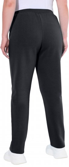 Ulla Popken Basic Drawstring Elastic Waist Cotton Blend Joggers Black - Jeansy & Spodnie w Dużych Rozmiarach – Plus Size - 