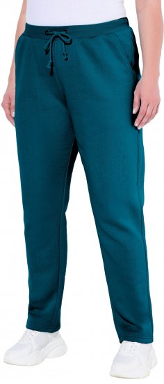 Ulla Popken Basic Drawstring Elastic Waist Cotton Blend Joggers Cerulean - Jeansy & Spodnie w Dużych Rozmiarach – Plus Size - 