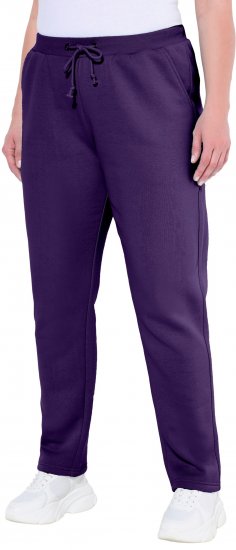 Ulla Popken Basic Drawstring Elastic Waist Cotton Blend Joggers Deep Violet - Jeansy & Spodnie w Dużych Rozmiarach – Plus Size - 