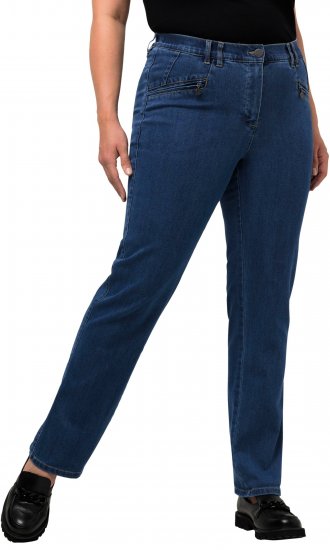 Ulla Popken Mony Elastic Waist Zip Pocket Jeans Blue Denim - Jeansy & Spodnie w Dużych Rozmiarach – Plus Size - 