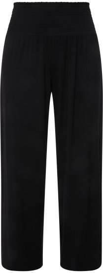 Ulla Popken Wide Leg Smocked Waist Knit Pants Black - Jeansy & Spodnie w Dużych Rozmiarach – Plus Size - 