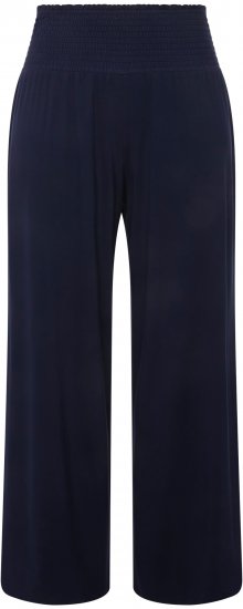 Ulla Popken Wide Leg Smocked Waist Knit Pants Night Blue - Jeansy & Spodnie w Dużych Rozmiarach – Plus Size - 