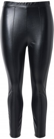 Ulla Popken Metallic Faux Leather Leggings Black - Jeansy & Spodnie w Dużych Rozmiarach – Plus Size - 