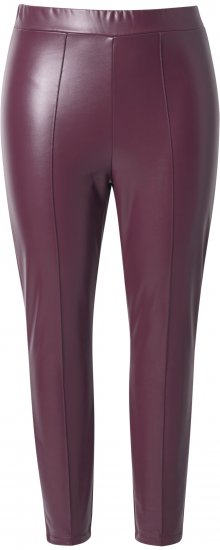 Ulla Popken Metallic Faux Leather Leggings Plum - Jeansy & Spodnie w Dużych Rozmiarach – Plus Size - 