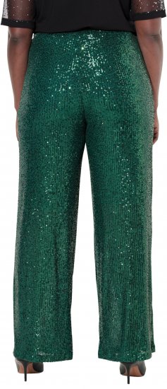 Ulla Popken Wide Leg Sequined Pants Dark Green - Jeansy & Spodnie w Dużych Rozmiarach – Plus Size - 