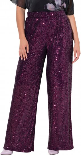 Ulla Popken Wide Leg Sequined Pants Mulberry - Jeansy & Spodnie w Dużych Rozmiarach – Plus Size - 