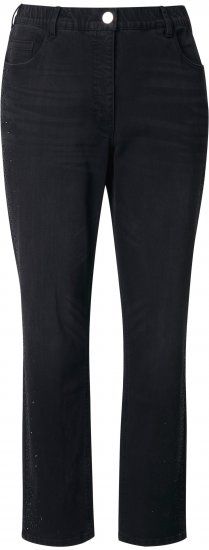 Ulla Popken Rhinestone Detail Stretch Fit Jeans Black - Jeansy & Spodnie w Dużych Rozmiarach – Plus Size - 