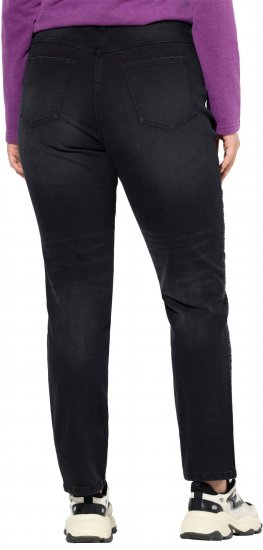 Ulla Popken Rhinestone Detail Stretch Fit Jeans Black - Jeansy & Spodnie w Dużych Rozmiarach – Plus Size - 