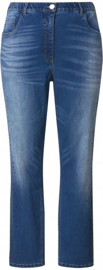 Ulla Popken Rhinestone Detail Stretch Fit Jeans Denim Blue - Jeansy & Spodnie w Dużych Rozmiarach – Plus Size - 