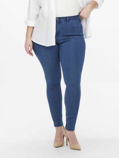 Only Carmakoma Thunder Life Skinny Fit Jeans Blue Denim - Jeansy & Spodnie w Dużych Rozmiarach – Plus Size - 