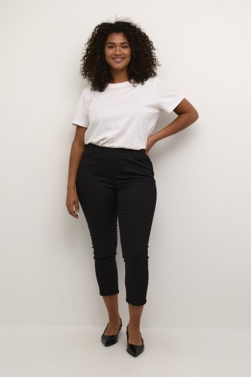 Kaffe Curve Ana Skrócone Twill Jeggings Głęboka czerń - Jeansy & Spodnie w Dużych Rozmiarach – Plus Size - 