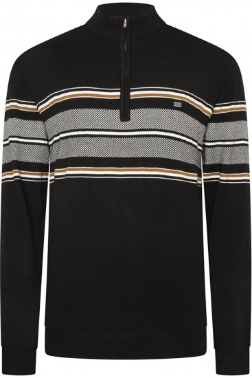 Kam Jeans 93 Stripe 1/4 Zipper Knitted Sweater Black - Bluzy & bluzy z kapturem - Bluzy & Bluzy z kapturem 2XL-12XL