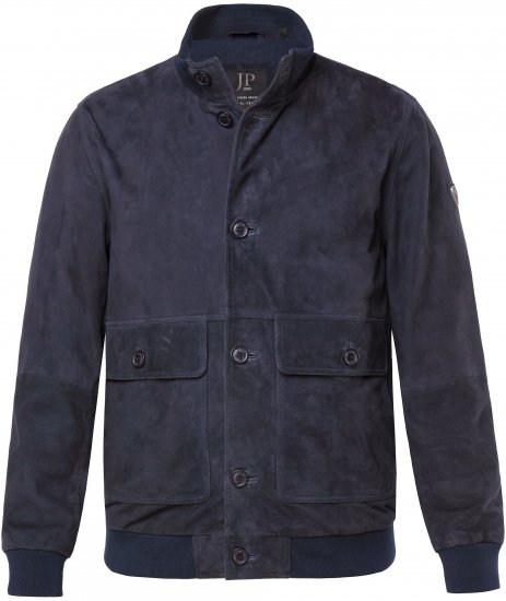 JP1880 Soft Goatskin Suede Leather Jacket Navy - Kurtki skórzane - Kurtki skórzane w dużych rozmiarach