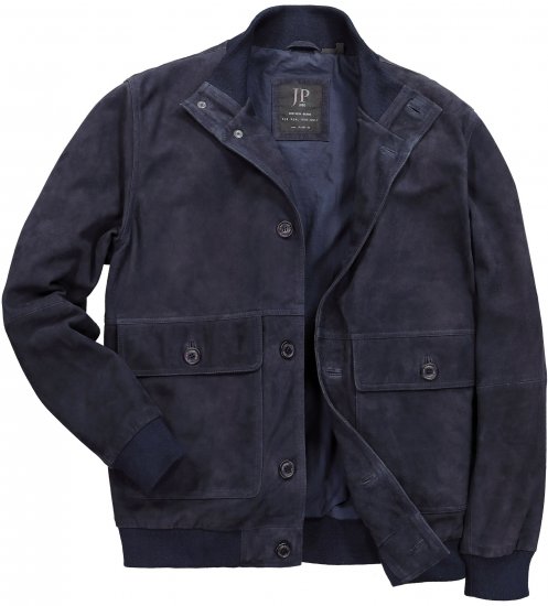 JP1880 Soft Goatskin Suede Leather Jacket Navy - Kurtki skórzane - Kurtki skórzane w dużych rozmiarach