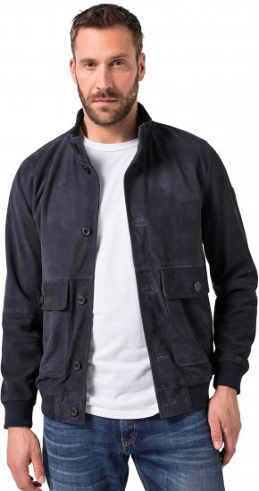 JP1880 Soft Goatskin Suede Leather Jacket Navy - Kurtki skórzane - Kurtki skórzane w dużych rozmiarach