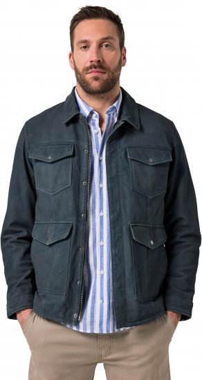 JP1880 Fine Lamb Leather Jacket Deep Sea Blue - Kurtki Męskie Duże Rozmiary - Kurtki Duże rozmiary 2XL-8XL