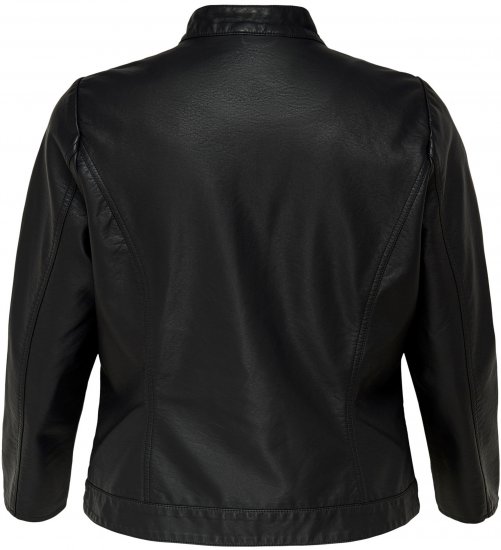 Only Carmakoma Robber Leather Jacket Black - Kurtki skórzane - 