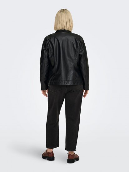 Only Carmakoma Robber Leather Jacket Black - Kurtki skórzane - 