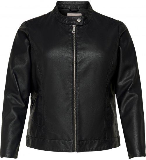 Only Carmakoma Robber Leather Jacket Black - Kurtki skórzane - 