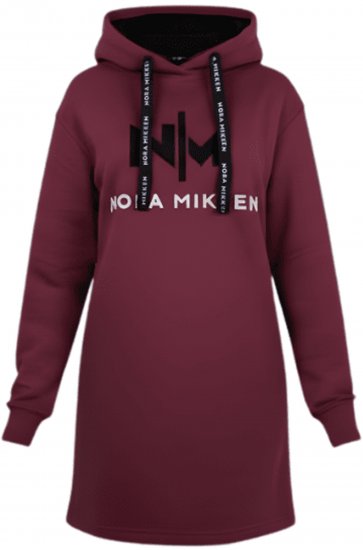 Nora Mikken KADRI Long Hoodie Burgundy - Bluzy & bluzy z kapturem - 