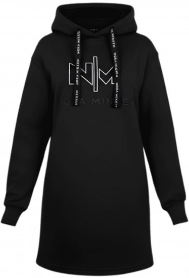 Nora Mikken KADRI WHITE Long Hoodie Black - Bluzy & bluzy z kapturem - 