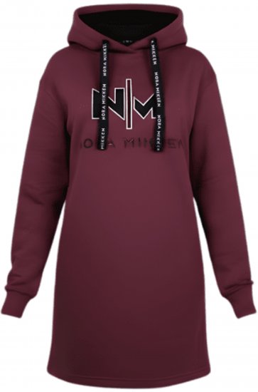 Nora Mikken KADRI WHITE Long Hoodie Burgundy - Bluzy & bluzy z kapturem - 