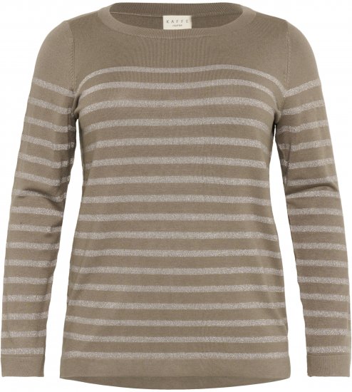 Kaffe Curve Linia Boatneck Pullover Morel Melange with Silver Lurex - Swetry dzianinowe - 