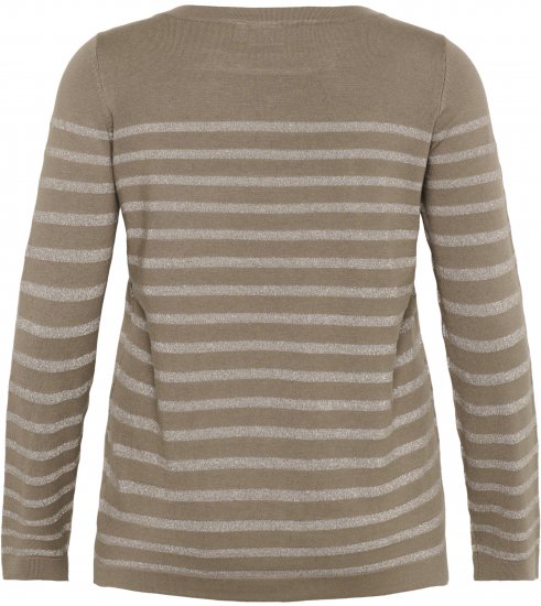 Kaffe Curve Linia Boatneck Pullover Morel Melange with Silver Lurex - Swetry dzianinowe - 