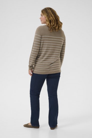 Kaffe Curve Linia Boatneck Pullover Morel Melange with Silver Lurex - Swetry dzianinowe - 