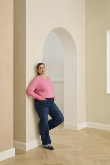 Kaffe Curve Emilia Pullover Pink Power Melange - Swetry dzianinowe - 